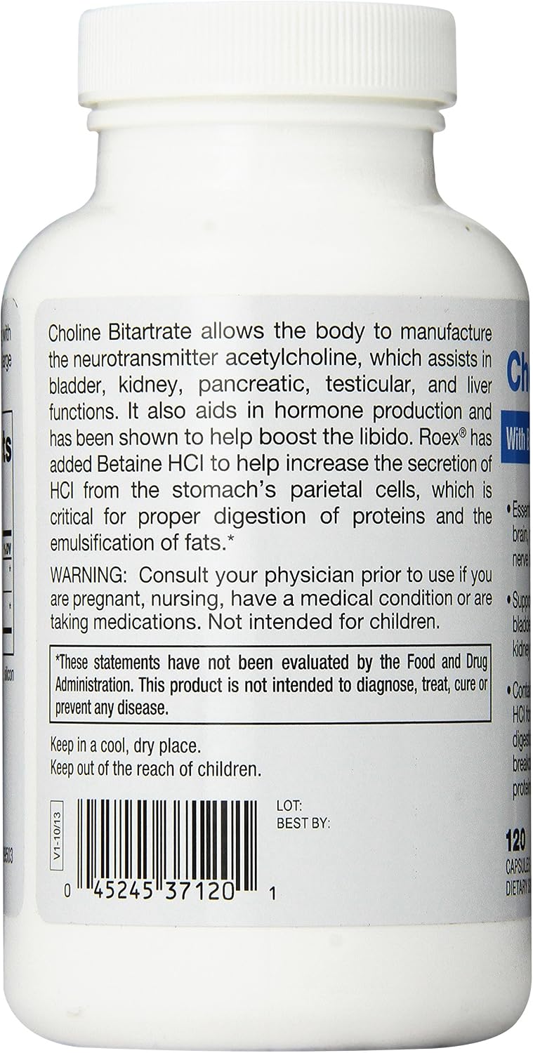 Roex Choline Bitartrate Supplement, 120 Capsules - görsel 2