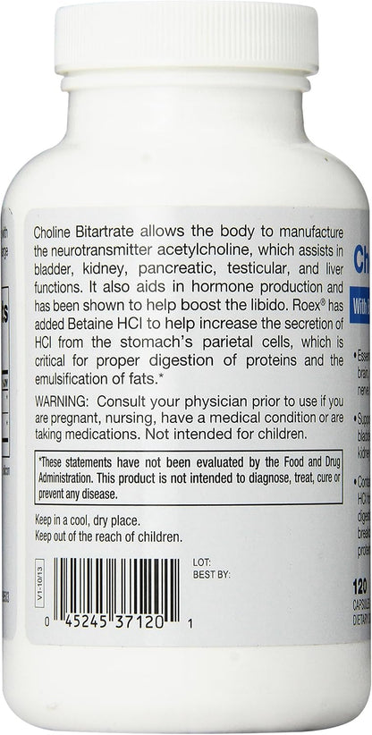 Roex Choline Bitartrate Supplement, 120 Capsules