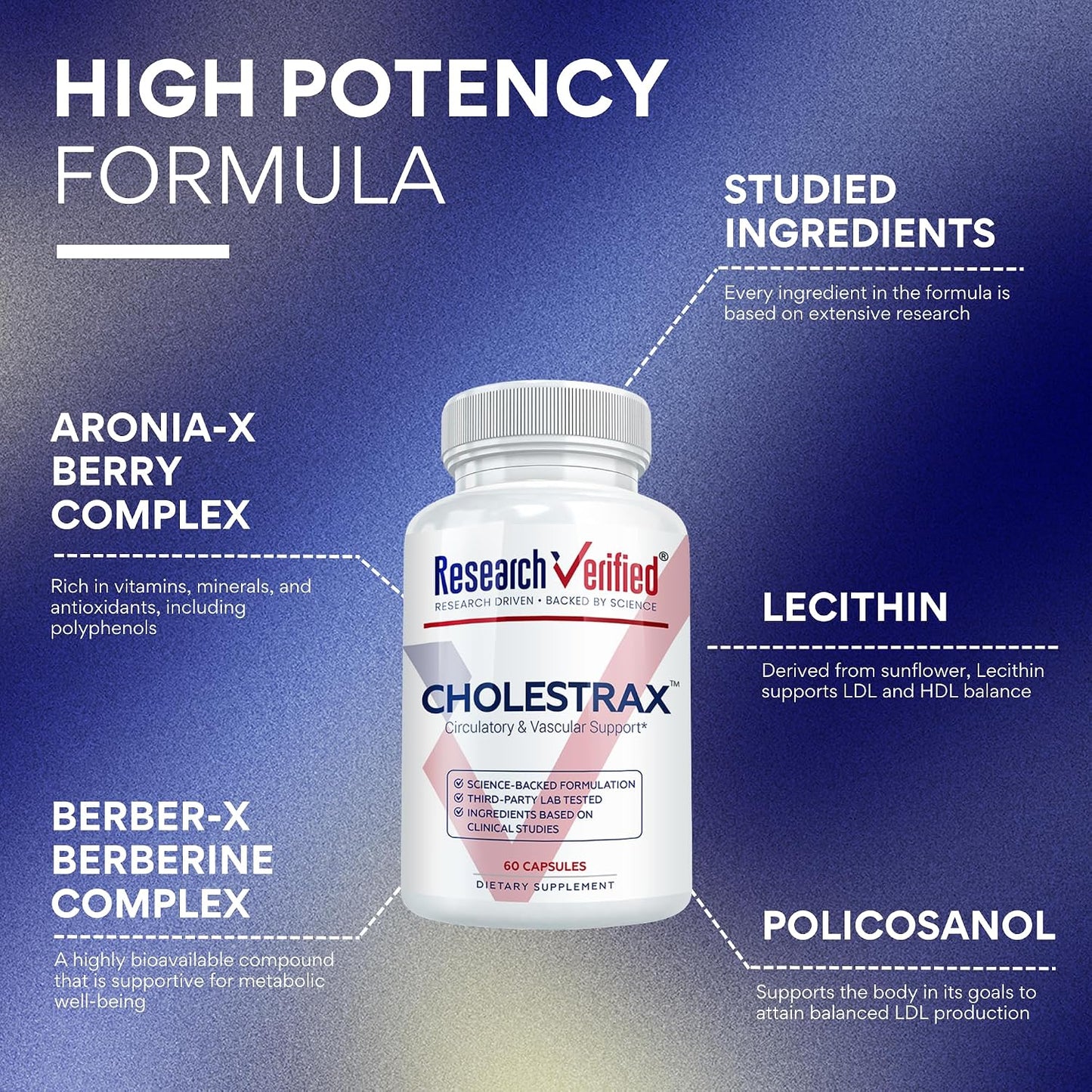 Research Verified Cholestrax - Berberine, Lecithin, Berry Complex - 60 Capsules - görsel 3