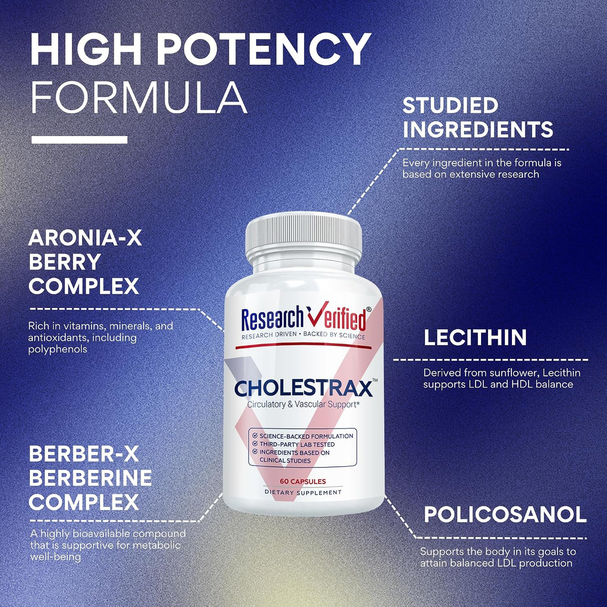 Research Verified Cholestrax - Berberine, Lecithin, Berry Complex - 60 Capsules - görsel 3