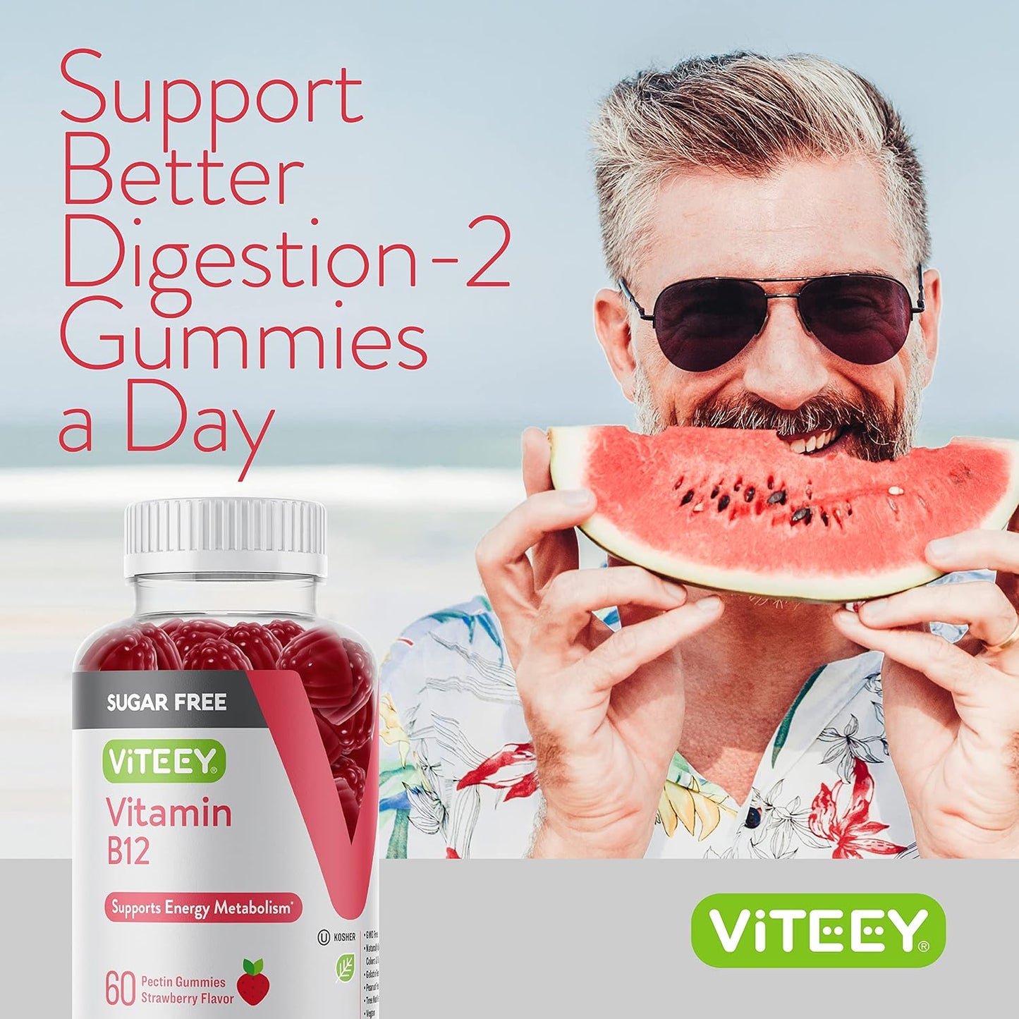 Viteey Vitamin B12 Gummies for Adults and Teens 1000mcg, Sugar Free - görsel 6
