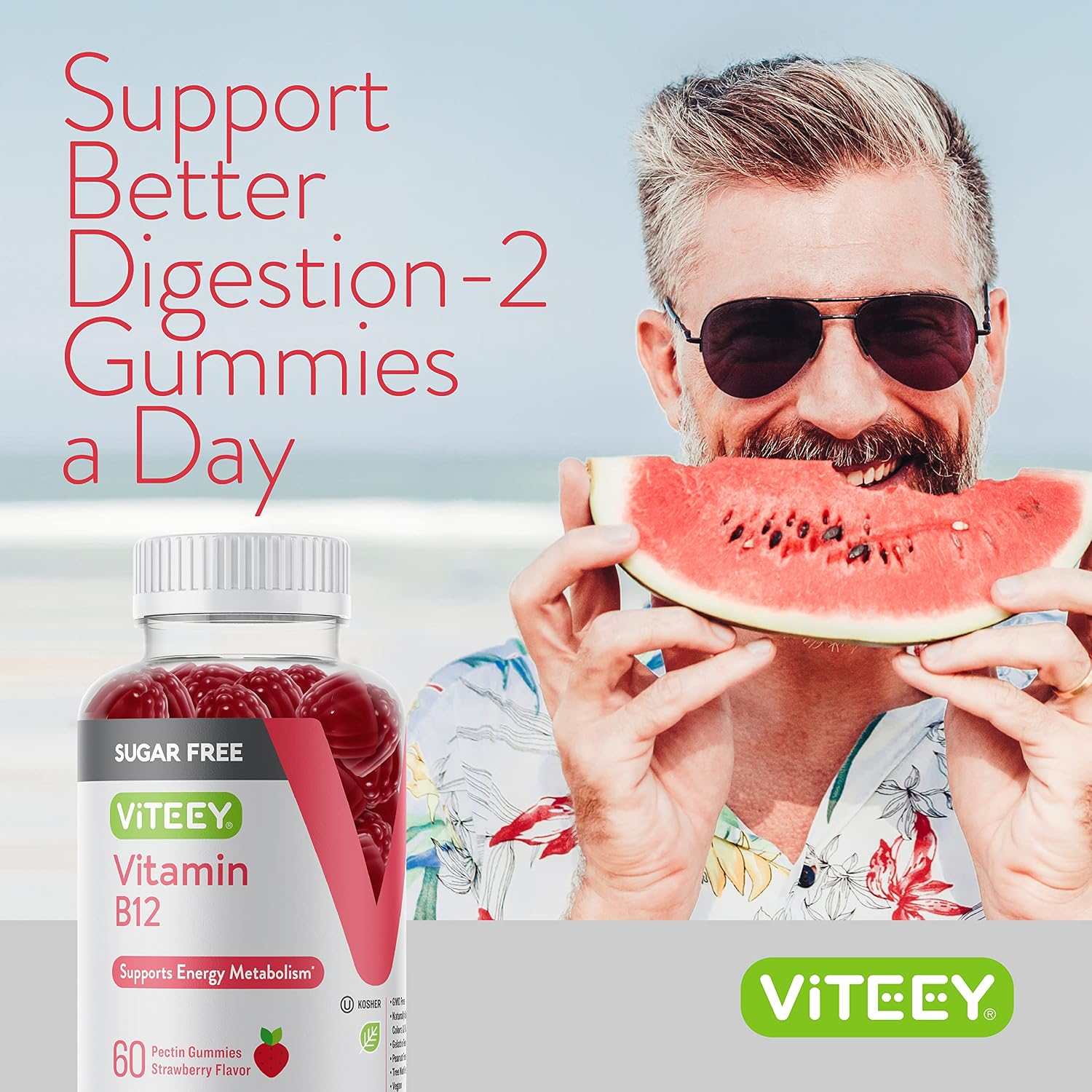 Viteey Vitamin B12 Gummies for Adults and Teens 1000mcg, Sugar Free - görsel 6