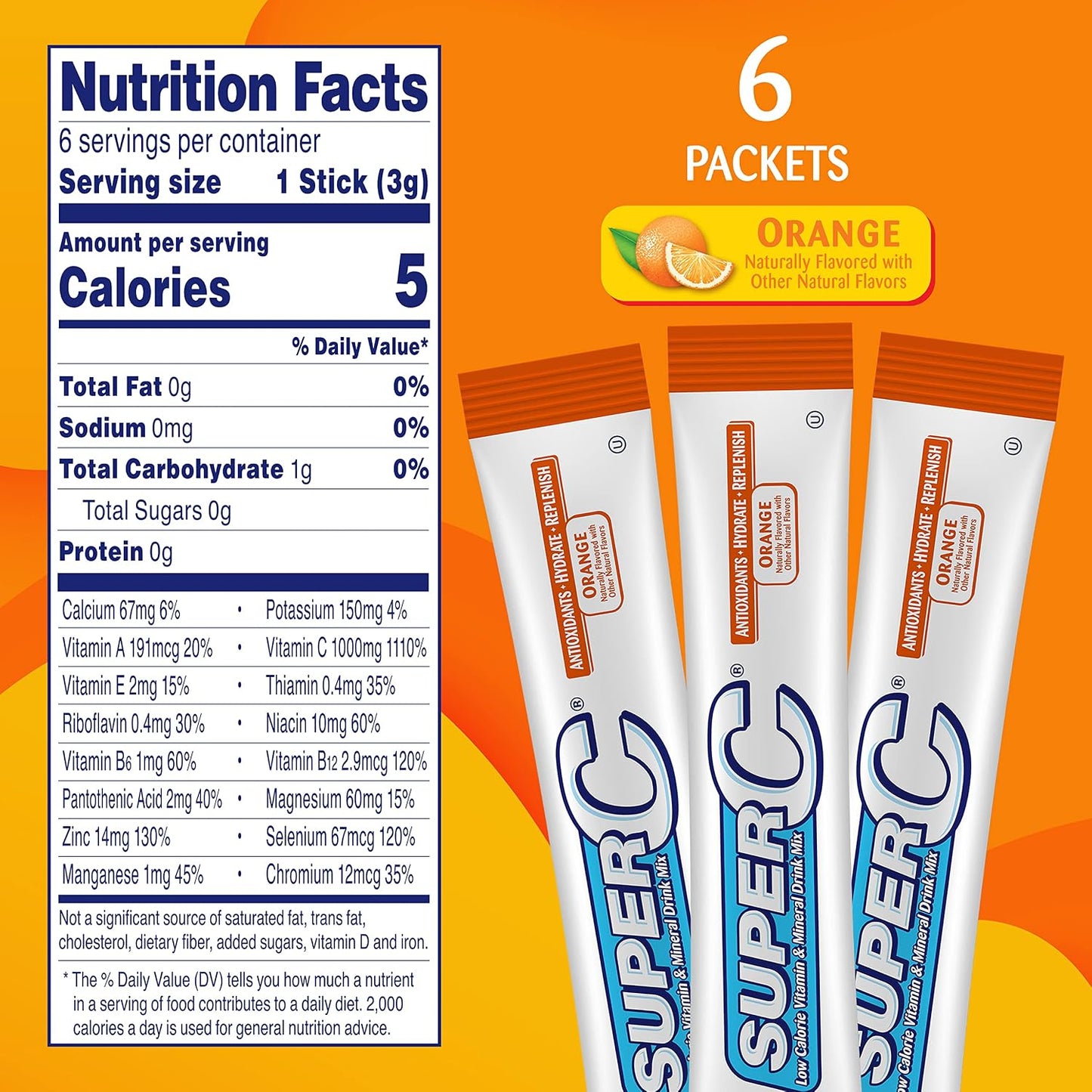 Super C Vitamin & Mineral Drink Mix, Orange, 72 Single-Serve Packets - görsel 2