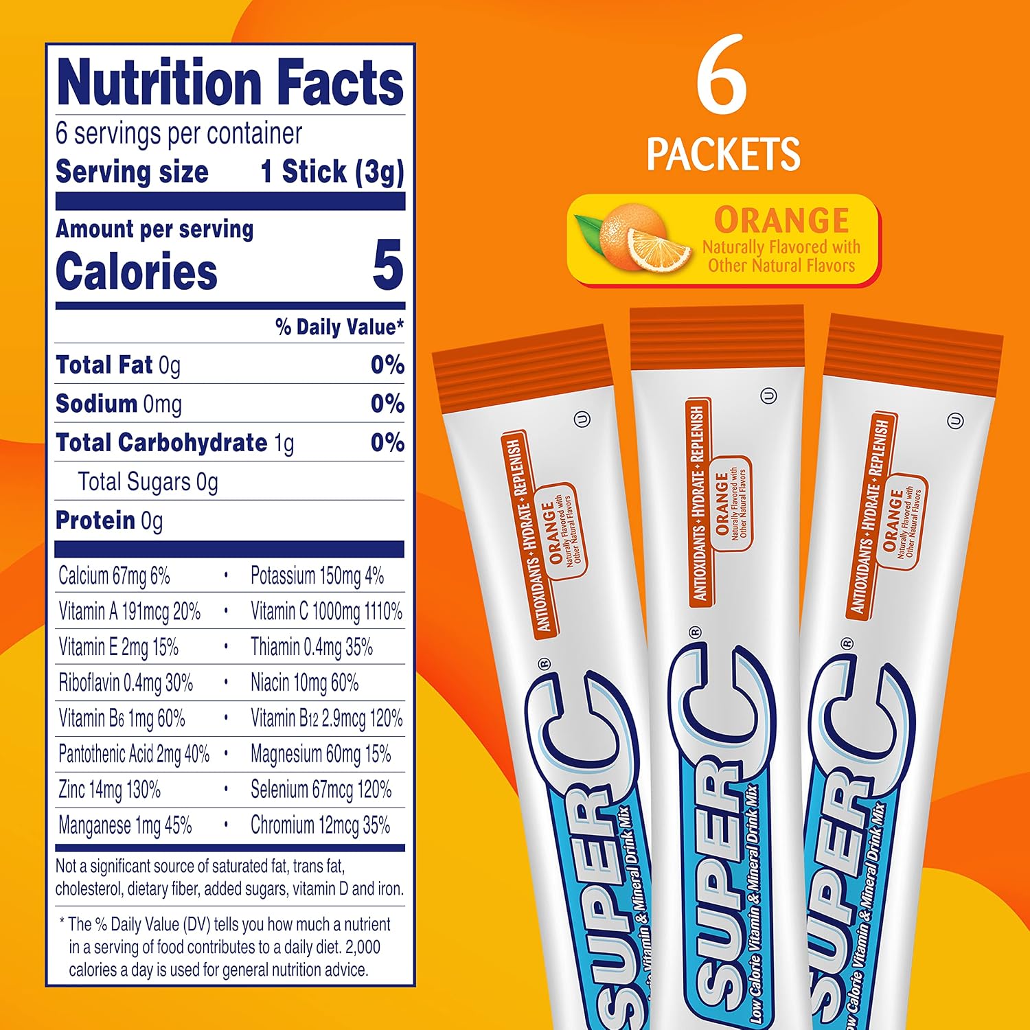 Super C Vitamin & Mineral Drink Mix, Orange, 72 Single-Serve Packets - görsel 2