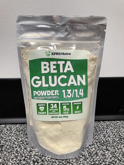 XPRS Nutra Beta Glucan Powder - Pure Unflavoured Oat Beta Glucan Supplement - Non-GM, Vegan Friendly (6 oz)