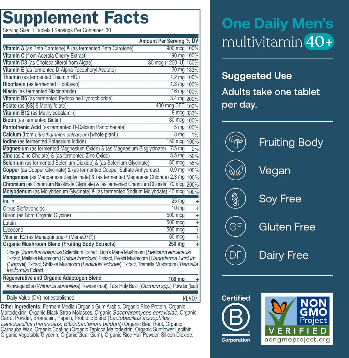 True Grace One Daily Men's Multivitamin 40+ (30 Vegan Tablets) and One Daily Women’s Multivitamin 40+ (30 Vegan Tablets) – Non-GMO – 30-Day Supply of Each - görsel 2