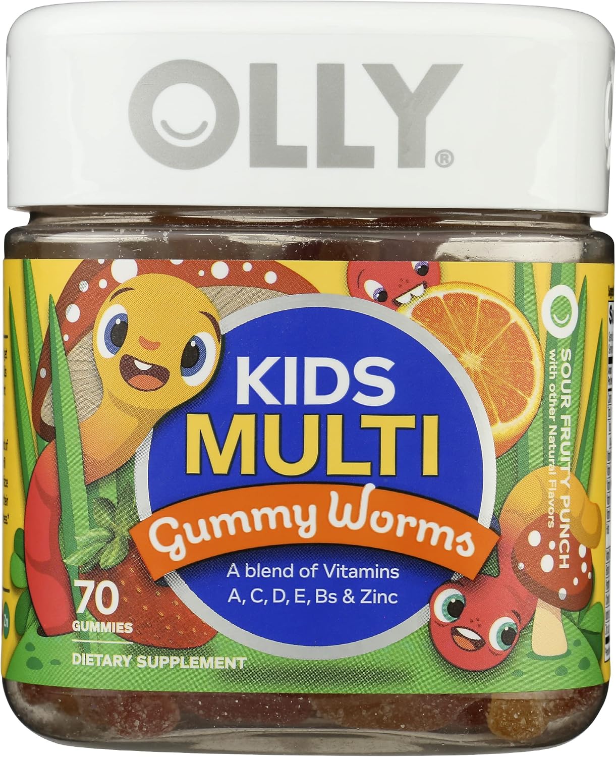 OLLY Kids Multivitamin Gummy Worms, Sour Fruit Punch, 70 Count - görsel 1