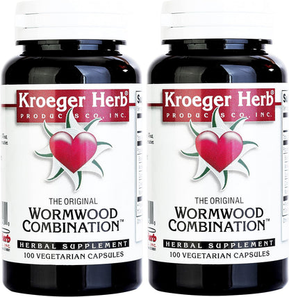Kroeger Herb Wormwood Combination Vegetarian Capsules, 100 Count (Pack of 2)