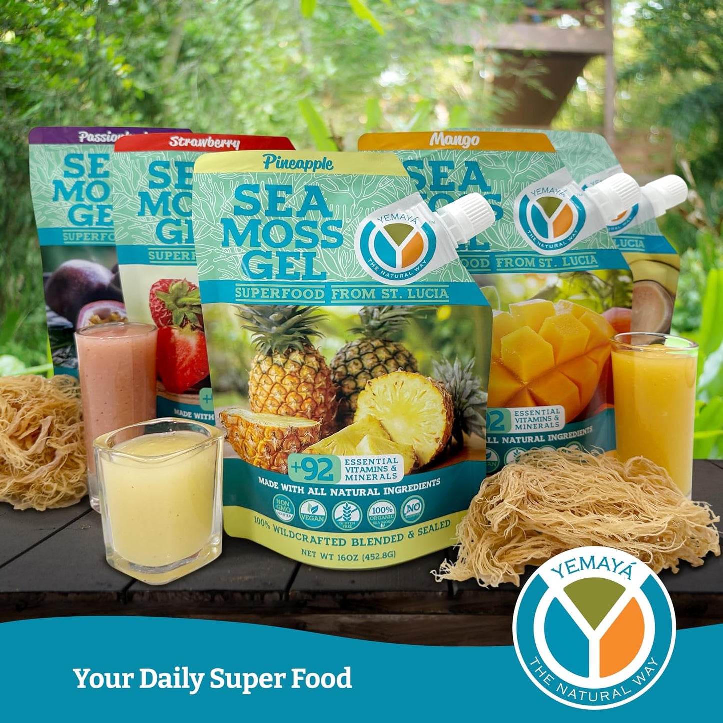 Yemayá Organic Sea Moss Gel - Wildcrafted, Raw, with Real Fruit - 473 ml - görsel 5