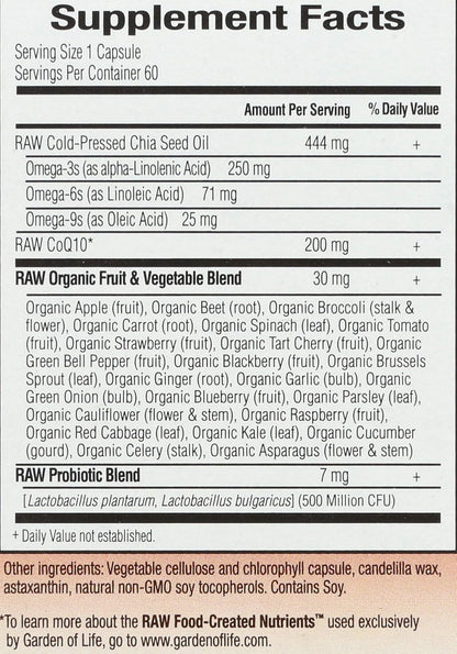 Garden of Life Raw CoQ10, 60 Softgels