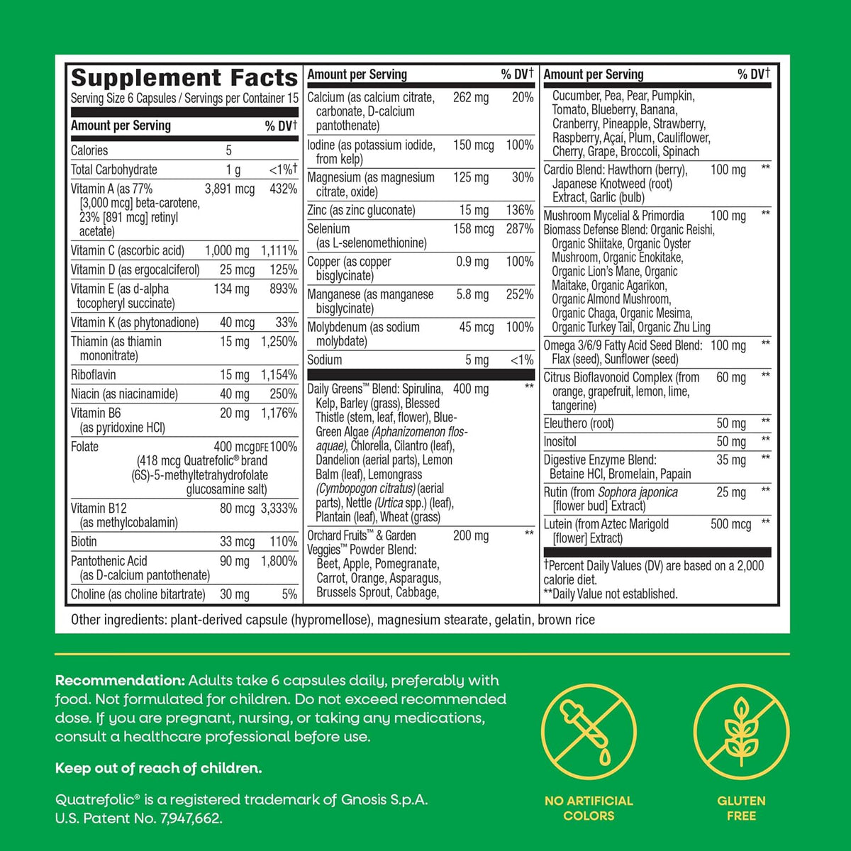 Nature's Way Alive! Max6 Potency Adult Complete Multivitamin with No Iron Added, Antioxidant Vitamins A, C, E, B-Vitamins Including Methylated B12 & Folate, Energy Metabolism Support, 90 Capsules - görsel 8