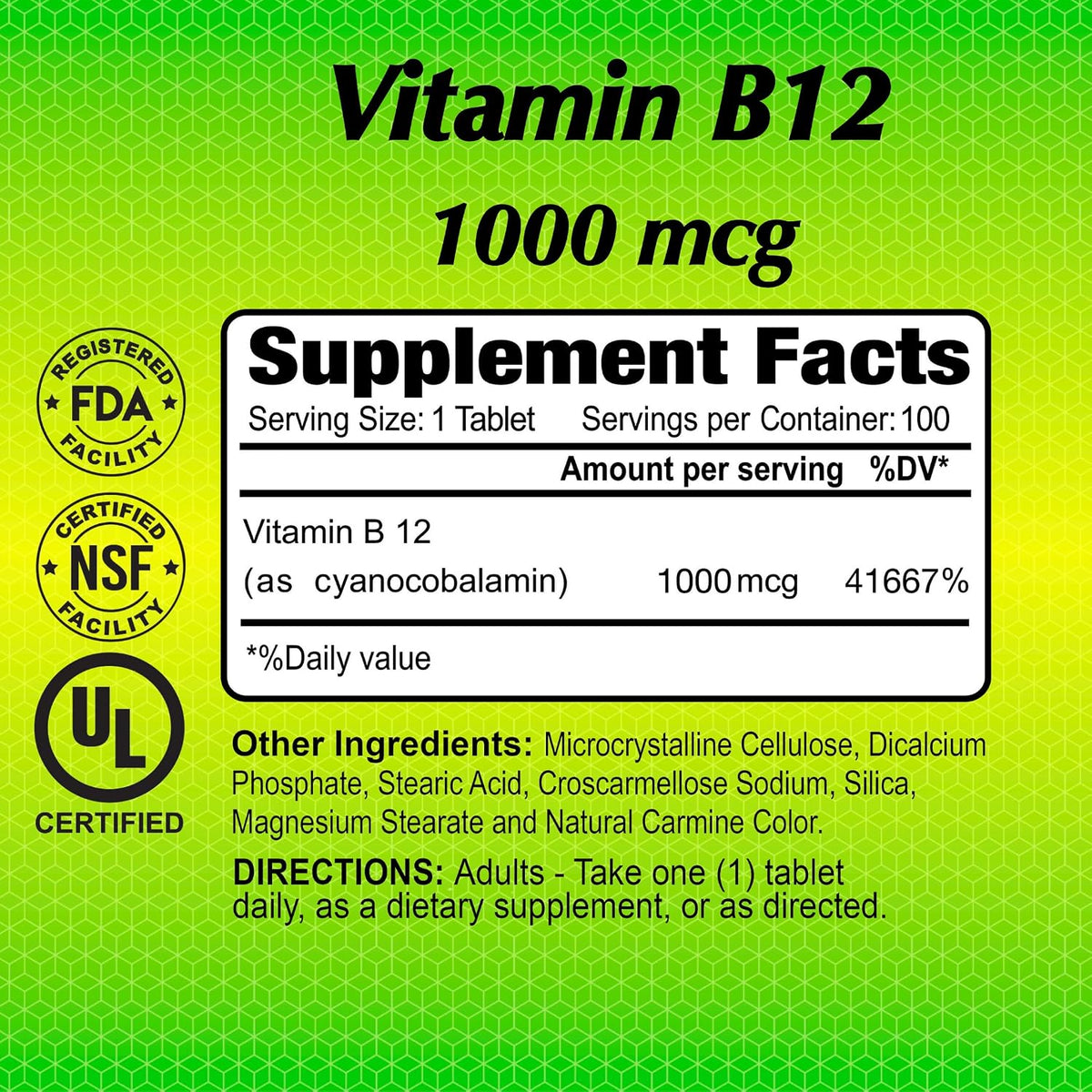 ALFA VITAMINS Vitamin B12 1000mcg 100 Tablets - görsel 2