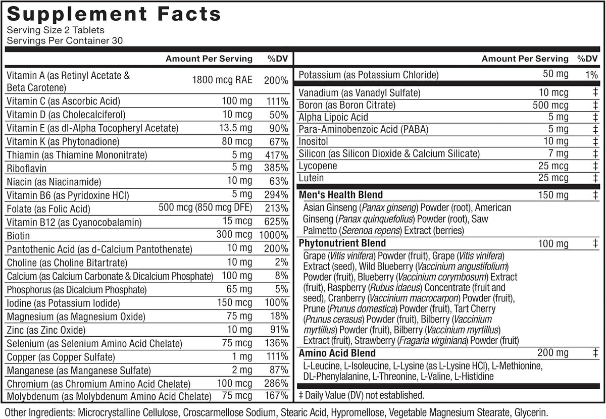 Force Factor Men’s Multivitamin - Multivitamin for Men Plus Amino Acids with 27 Vitamins and Minerals, Phytonutrients for Energy and Immunity, 60 Tablets - görsel 6