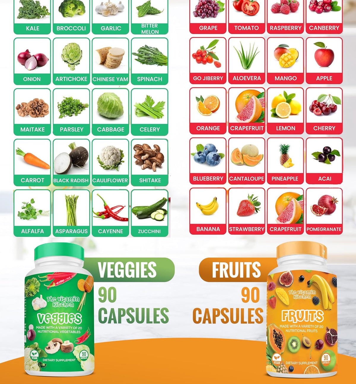 The Vitamin Kitchen Fruit & Veggie Supplement - 180 Capsules (2-Pack) - görsel 3