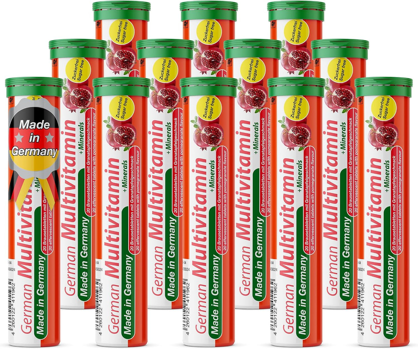 T&D German Multivitamin + Minerals 10 Vitamins 2 Minerals - 40 Vegan Effervescent Tablets - Pomegranate Flavour - Made in Germany - görsel 8