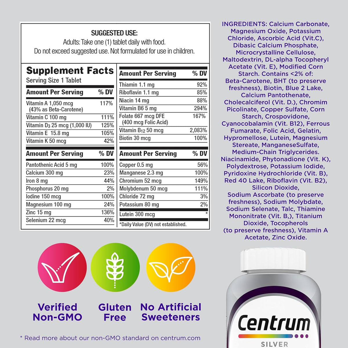 Centrum Silver Women's Multivitamin for Women 50 Plus – Memory & Cognition Support, 100 Tablets - görsel 9