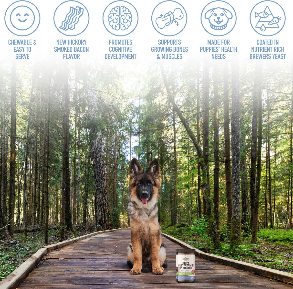Strawfield Pets Puppy Multivitamin + Probiotics with Joint Support - Bacon Flavour, 120 Soft Chews - görsel 8