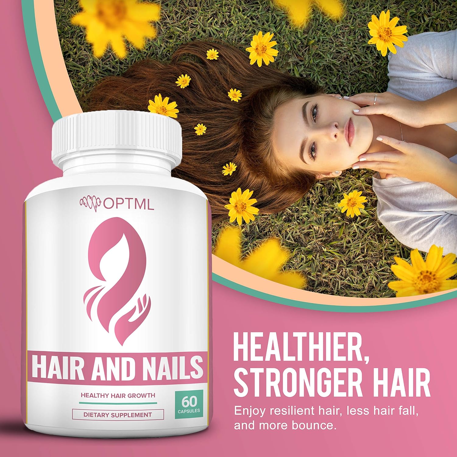 OPTML Hair and Nail Vitamins for Growth and Thickness, with Biotin, 60 Capsules - görsel 5