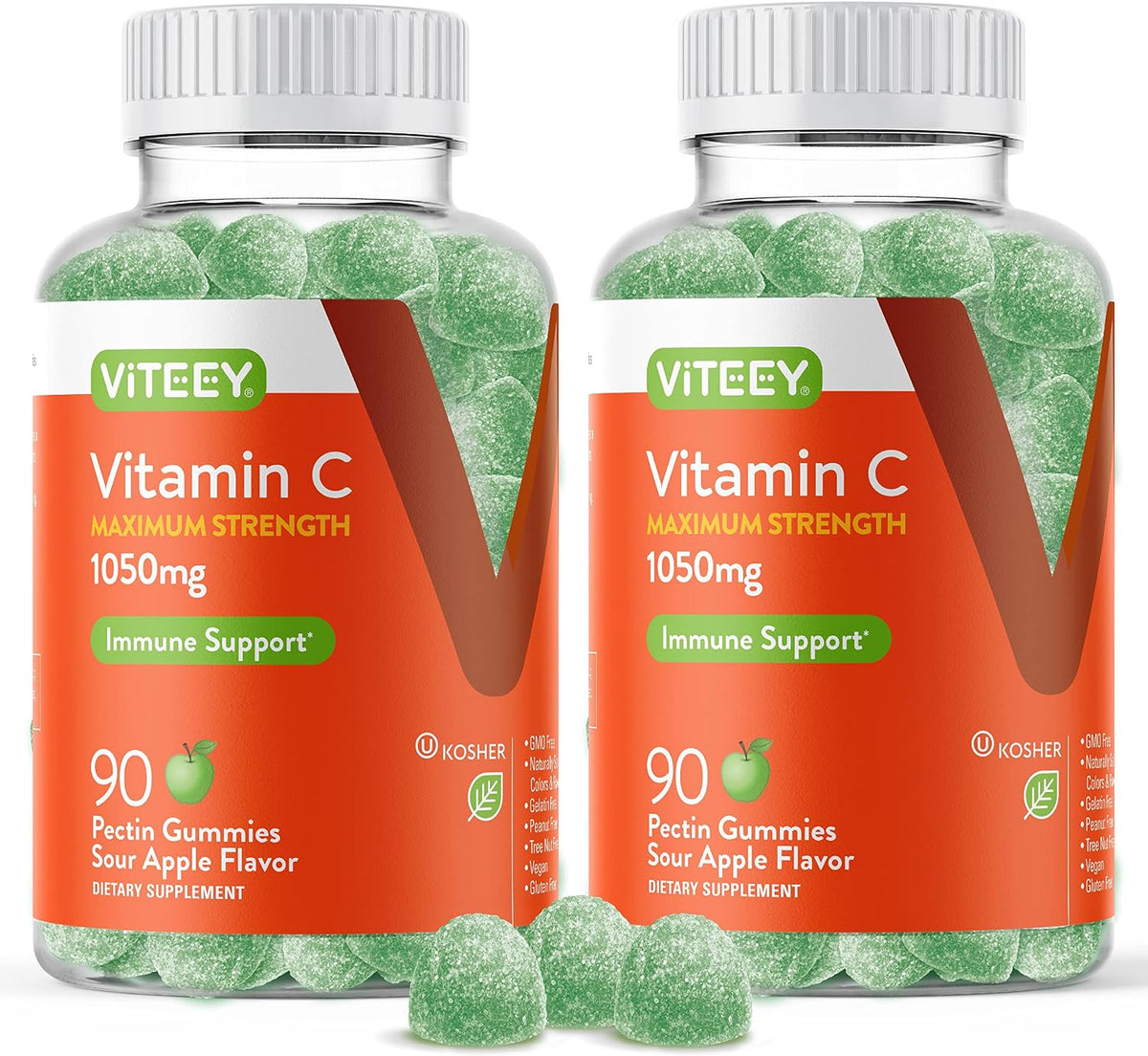 Viteey Vitamin C Gummies for Adults - 700mg - Vegan and Gluten-free - 120 Chewables - görsel 6