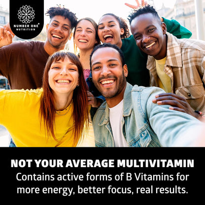 Number One Nutrition Methylated Multivitamin for Women & Men, Natural Daily Multivitamins with Folate, Vitamin B12, Vitamin B2 and B6, Non-GMO, Gluten-free, 120 Caps