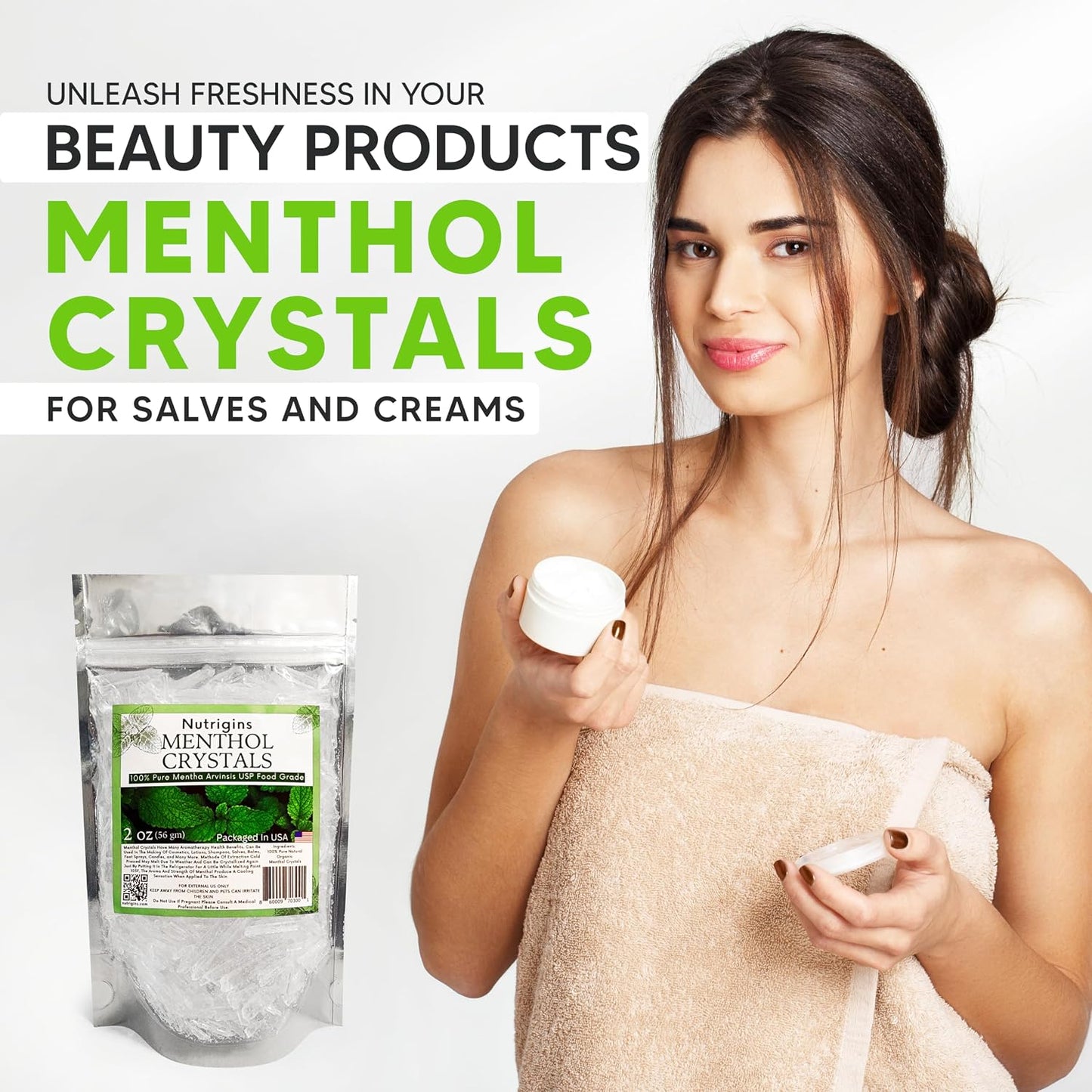 Nutrigins Menthol Crystals 2 oz - Pure Organic 100% Natural Menthol Crystals from Mint (Mentha Arvensis) - Resealable Stand-Up Pouch - görsel 7