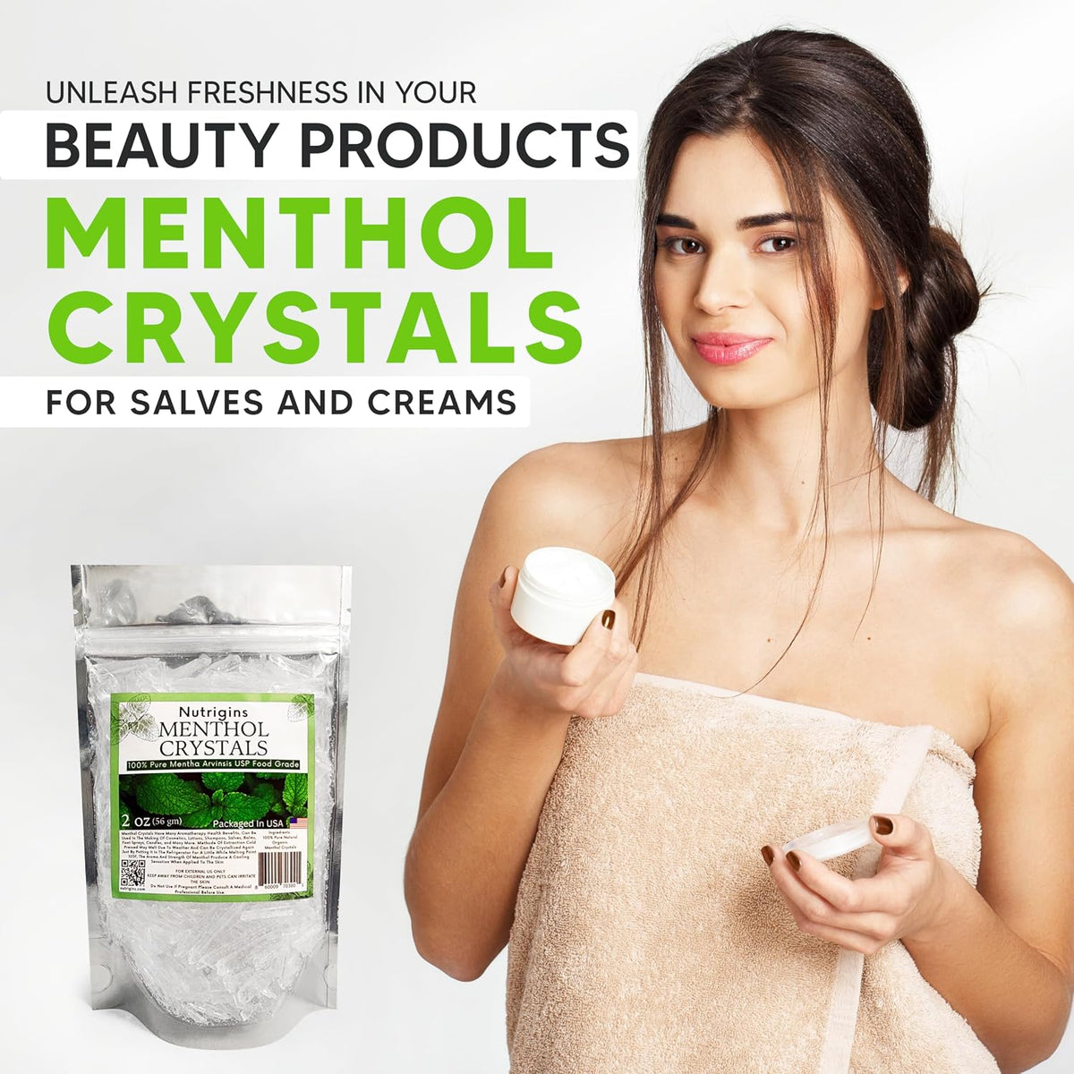 Nutrigins Menthol Crystals 2 oz - Pure Organic 100% Natural Menthol Crystals from Mint (Mentha Arvensis) - Resealable Stand-Up Pouch - görsel 7