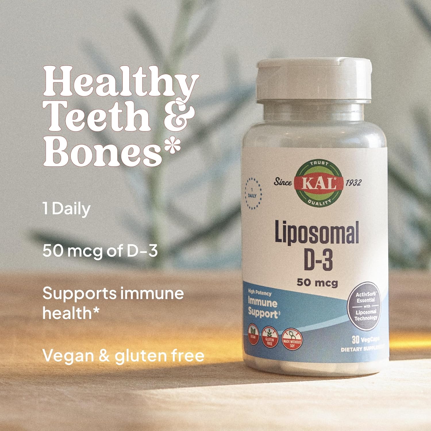KAL Liposomal Vitamin D3 50 mcg (2000 IU) - 30 Veggie Capsules - görsel 4