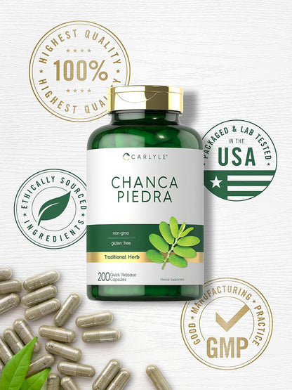 Carlyle Chanca Piedra Capsules | 500mg | 200 Capsules | Traditional Herb | Non-GM and Gluten-Free Supplement