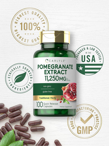 Carlyle Pomegranate Extract – 100 Capsules, Non-GMO, Gluten-free