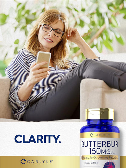 Carlyle Butterbur Supplement 150 mg – PA-Free Leaf Extract – 180 Capsules