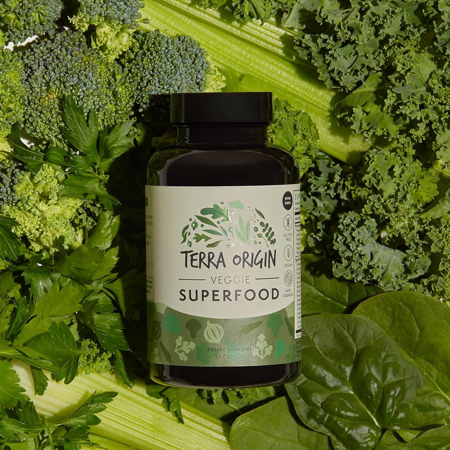 TERRA ORIGIN Veggie Superfood Supplement - 90 Veggie Capsules - Natural Antioxidant for Adults - görsel 4
