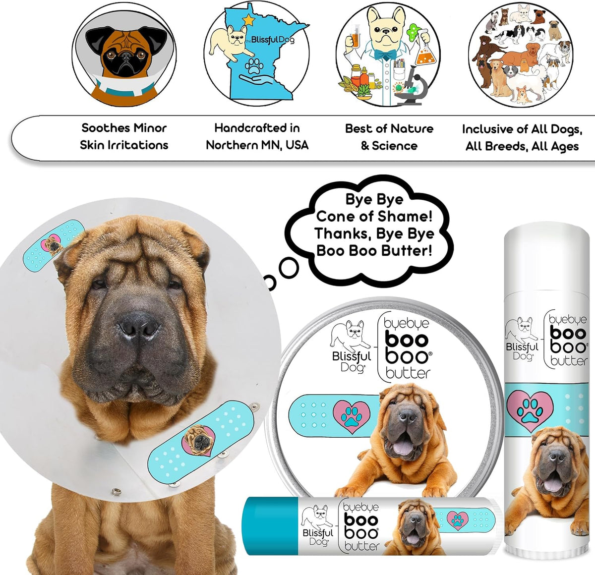 The Blissful Dog 4 oz TIN Chinese Shar Pei Booboo Butter - görsel 6