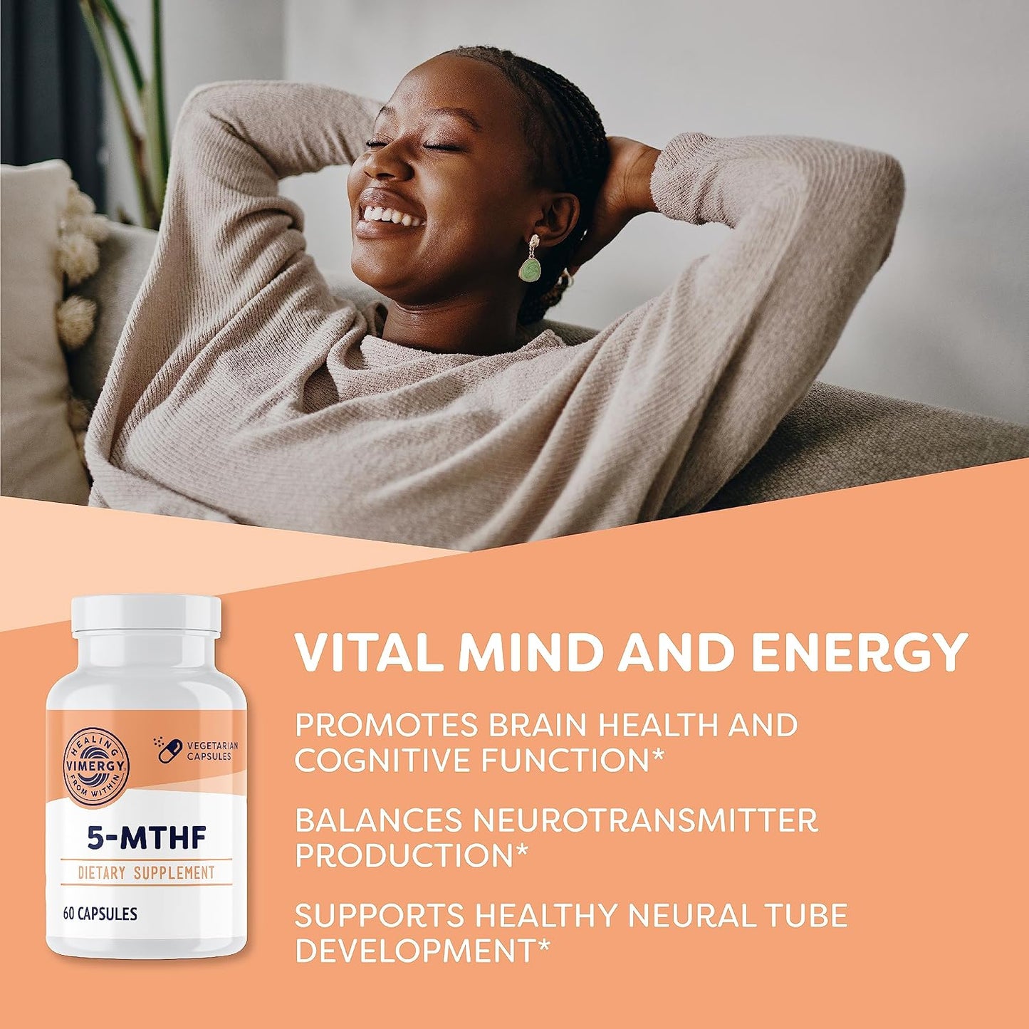 Vimergy 5-MTHF Capsules – 60 Servings with L-Methylfolate and Vitamin B12 - görsel 2