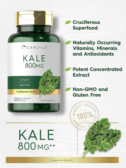 Carlyle Kale Supplement (120 Capsules) | Herbal Leaf Extract | Non-GMO & Gluten-free