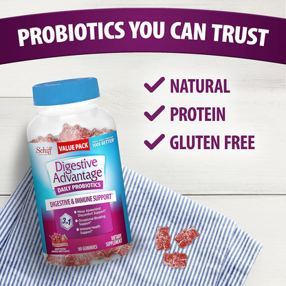 Digestive Advantage Probiotic Gummies for Digestive Health, Superfruit, 90 Count
