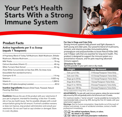Critical Immune Defence for Dogs & Cats - Mushroom Supplement with Turkey Tail, Reishi, Shiitake, Maitake and White Turmeric