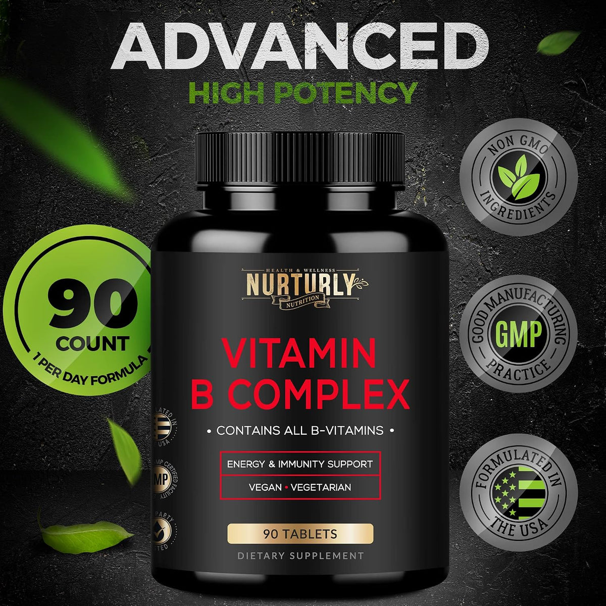 NURTURLY Vitamin B Complex - 90 Tablets - görsel 6