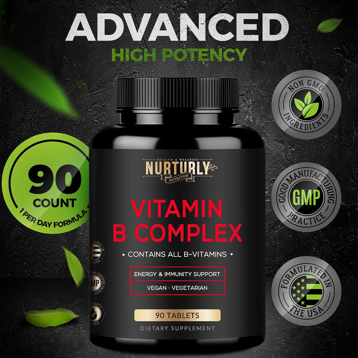 NURTURLY Vitamin B Complex - 90 Tablets - görsel 6