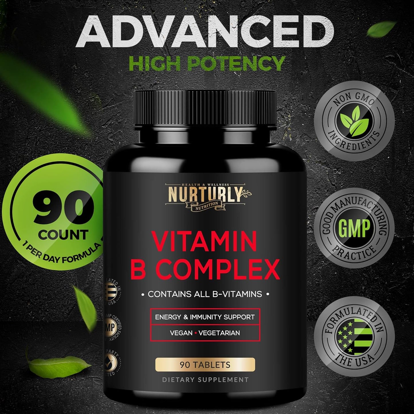 NURTURLY Super B Complex: All Essential B Vitamins for Energy and Immunity – 180 Tablets - görsel 6