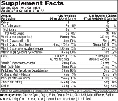 OLLY Kids Multivitamin Gummy, Overall Health and Immune Support, Vitamins A, C, D, E, Bs and Zinc, Sour Fruity Punch, 70 Gummies
