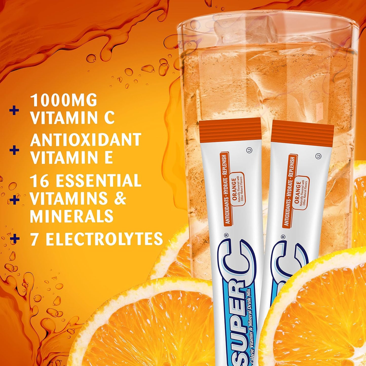Super C Vitamin & Mineral Drink Mix, Orange, 72 Single-Serve Packets - görsel 7