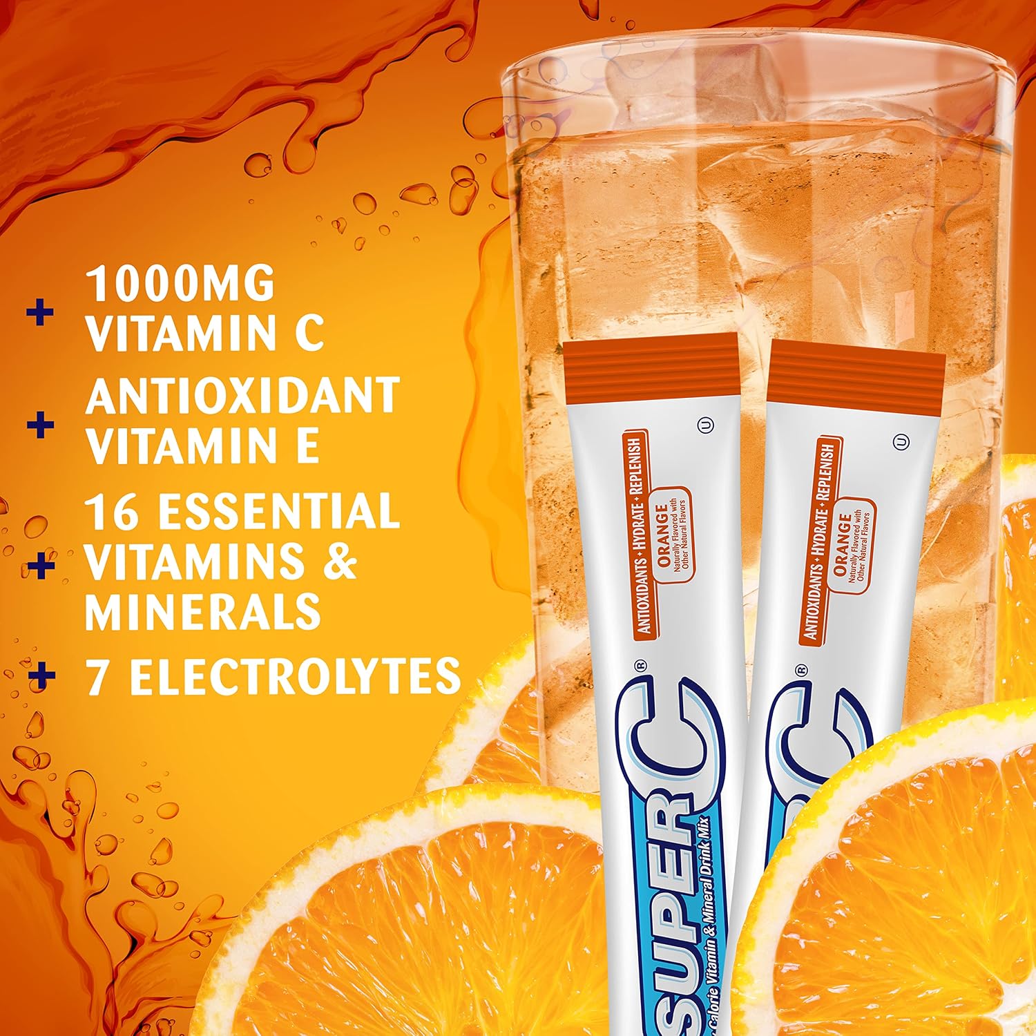 Super C Vitamin & Mineral Drink Mix, Orange, 72 Single-Serve Packets - görsel 7