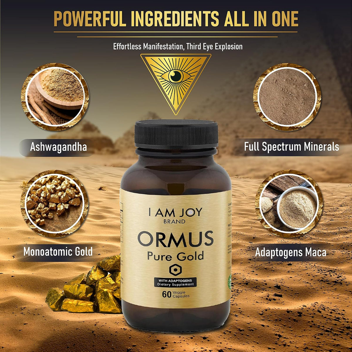 I Am Joy co. Ormus Gold Capsules - Monoatomic Elements with Adaptogens Maca and Ashwagandha, 60 Vegan Capsules - görsel 5