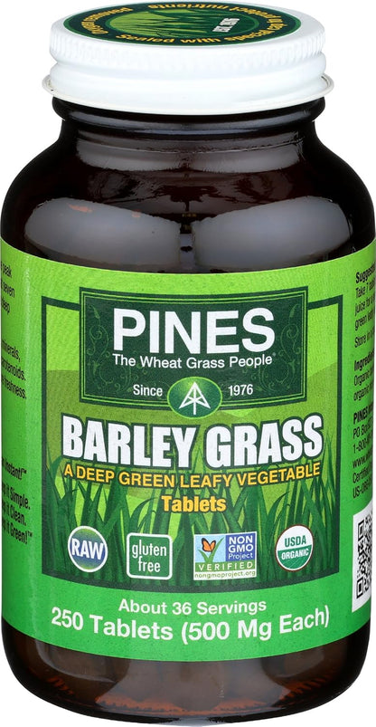 PINES Organic Barley Grass 500 mg Tablets (250 Tablets)