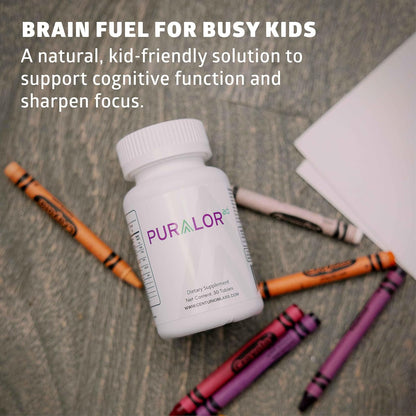 Centurion Premium Puralor AD, Cognitive and Focus Supplement for Children with Saffron, Folate, Vitamin C, D and Zinc, 30 Chewable Tablets