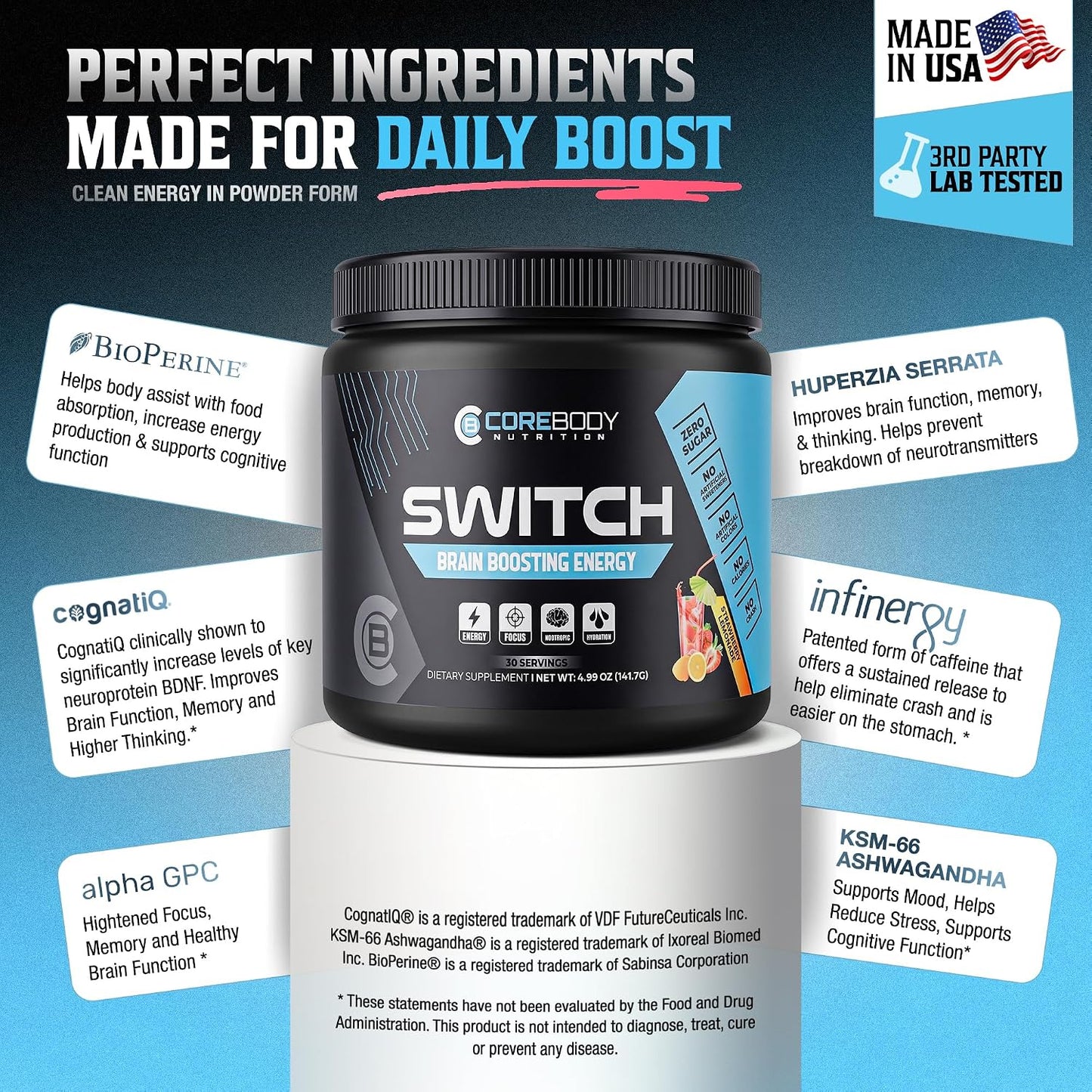 Switch Nootropic Brain Supplement - Memory & Focus Drink Mix, Sugar-Free - görsel 5