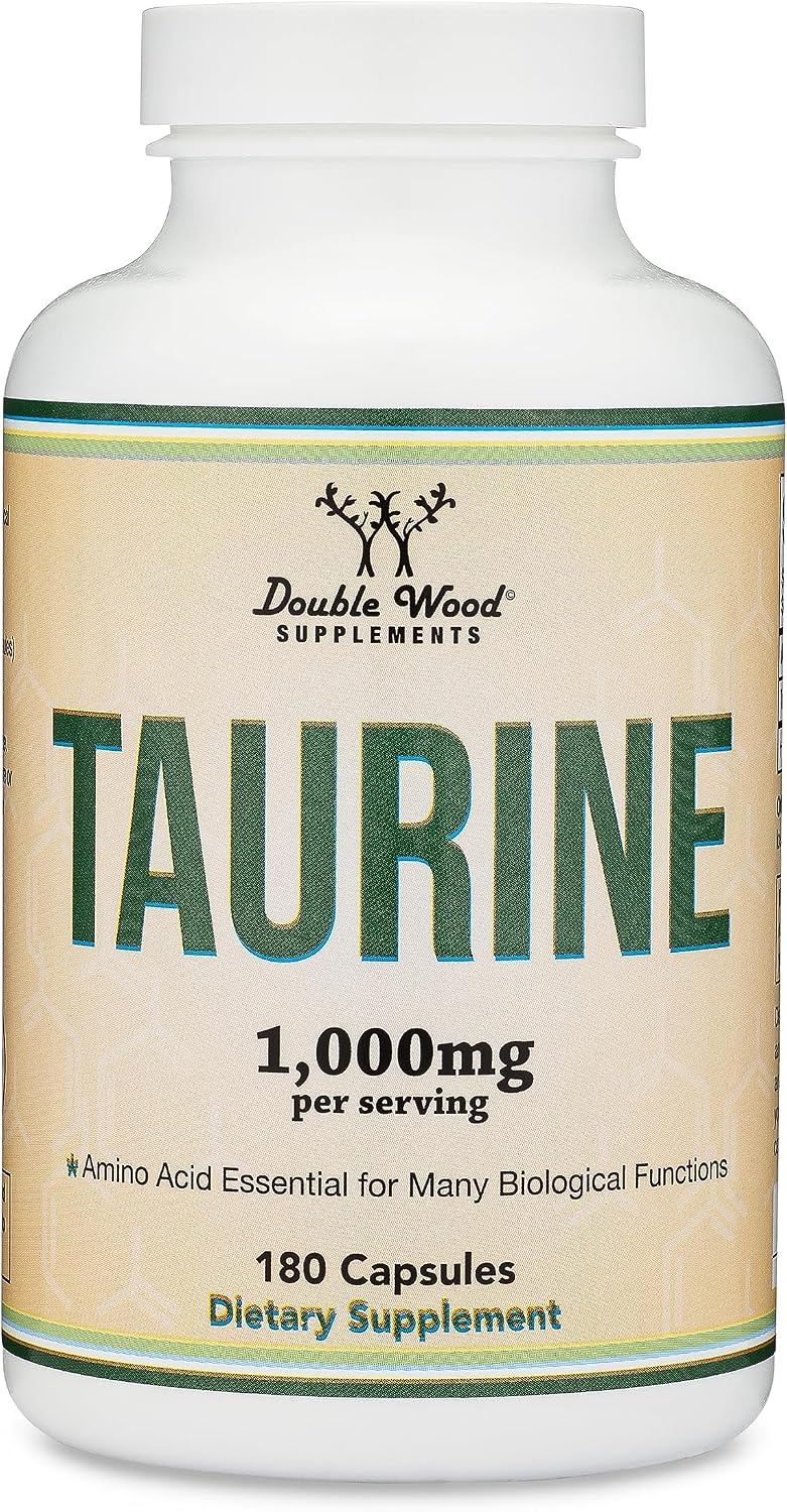Taurine Supplement 1000mg Per Serving, 180 Capsules - Amino Acid for Daily Wellness (Taurina) Vegan, Gluten-free, Non-GMO by Double Wood - görsel 5