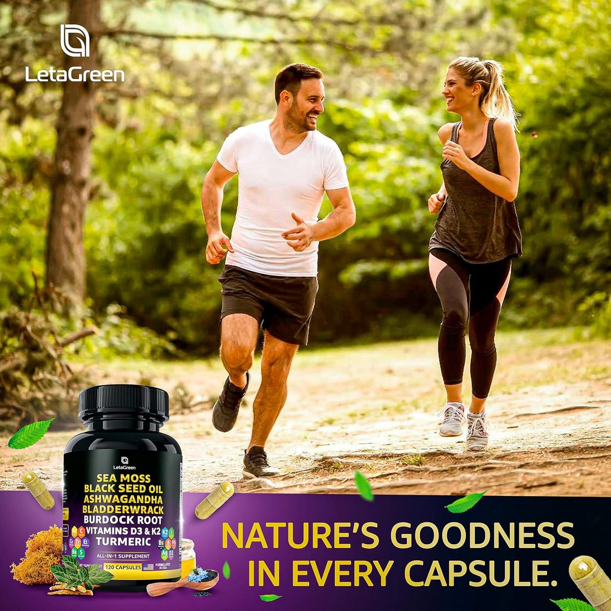 Sea Moss Capsules – 17-in-1 Blend with Black Seed Oil, Ashwagandha, Bladderwrack, Burdock Root, Turmeric, Vitamin D3 K2 C for Daily Health – Multimineral Supplement for Men & Women – 120 Capsules - görsel 8
