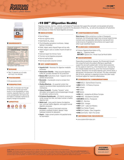 Systemic Formulae DB12 Digestive Vitamin B12 - With Digestive Enzymes for Enhanced Absorption