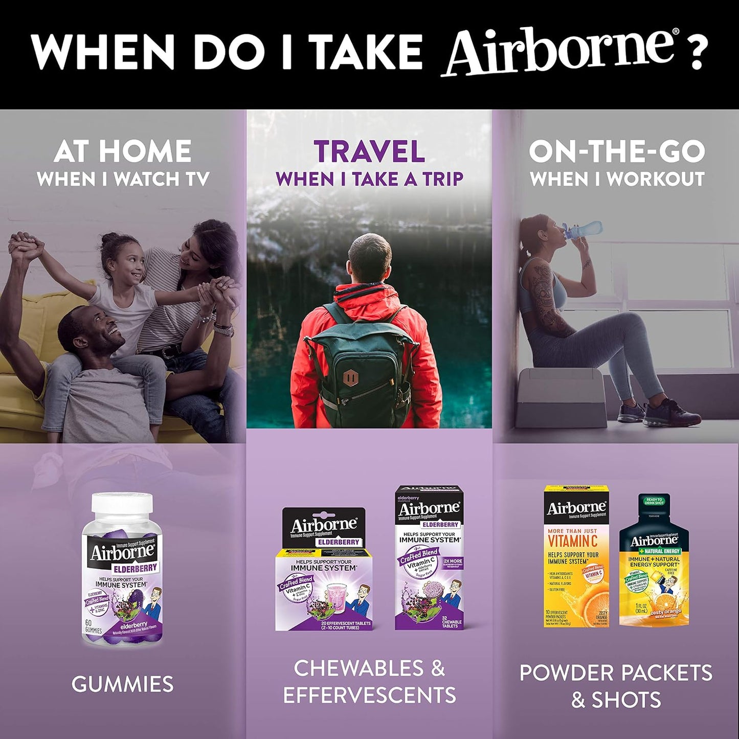 Airborne Elderberry + Zinc & Vitamin C Gummies for Adults, Immune Support, 60 Gummies - görsel 5